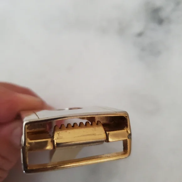 Vintage YSL Two Tone Gold Silver Front Logo Designer Belt Buckle Mens Accessorie